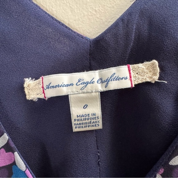 American Eagle Babydoll Heart Blue Purple Sleeveless Empire Waist Mini Dress - Picture 4 of 7